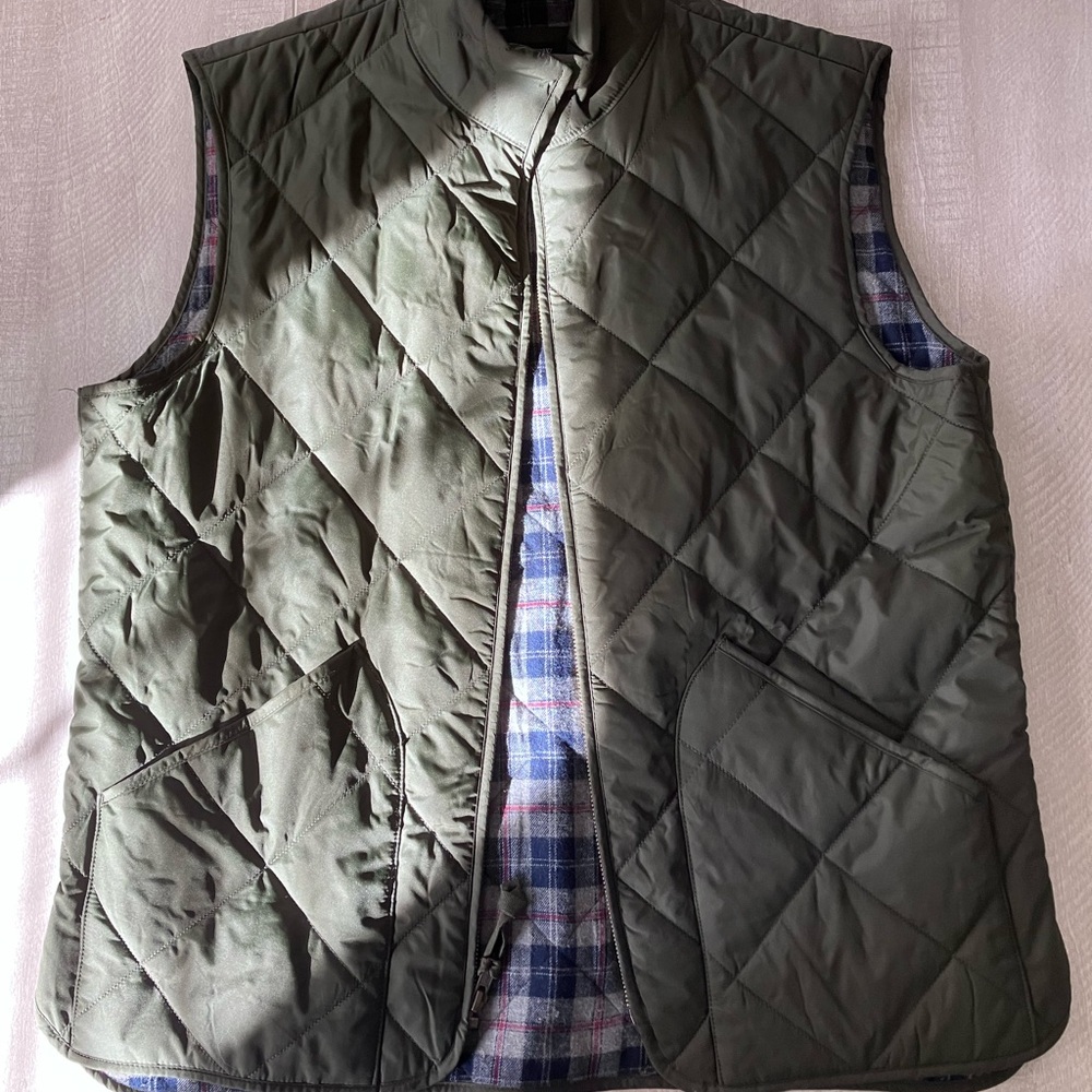 J. Crew Olive Quilted Vest M